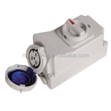 IP67 CEE/IEC-Socket mit Schaltern und mechanischen Verriegelungen 5 Pins Industrial Socket 400-450V 32A 4p